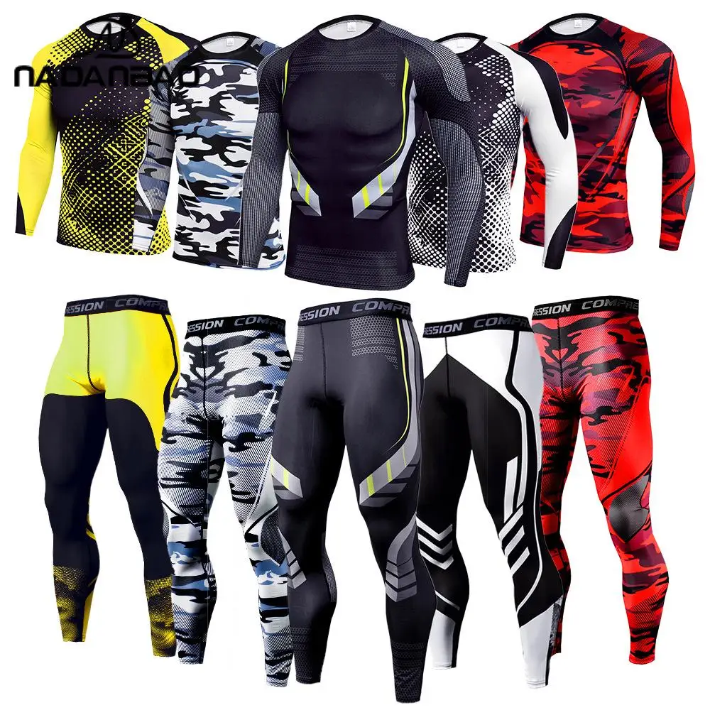 

Nadanbao Outdoor Sports Men Cycling Sweatpants Clothes Ropa Gym Hombre Tights Training Kit Man Long Sleeve Workout Wear Suit