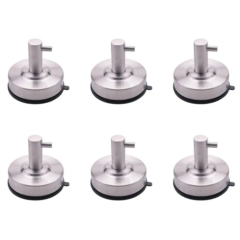 AS94-6X Waterproof Strong Vacuum Suction Cup Hanger Stainless Steel Wall Hook Bathroom Silver