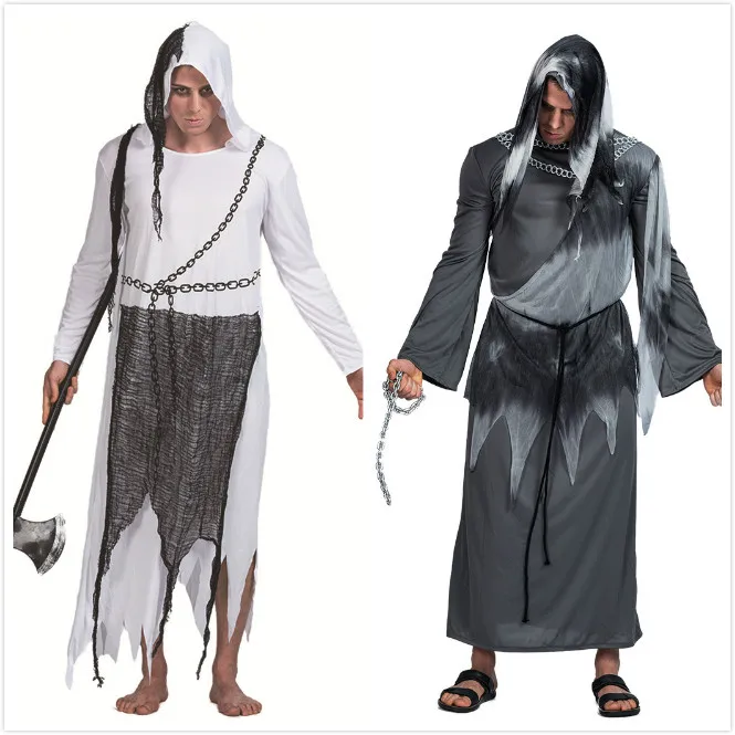 Costume da fantasma loween da uomo Death Angel Zombie di grandi dimensioni Bla White Ghost Suit Abbigliamento da donna etnico sul palco