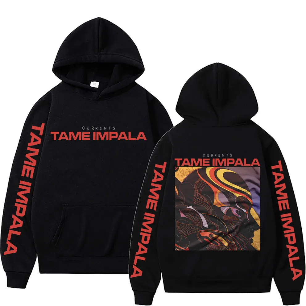 Tame Impala Double Sided Print Hoodie Male Fleece Cotton Hoodies Men Women Casual Loose Sweatshirt Men's Gothic Rock Streetwear