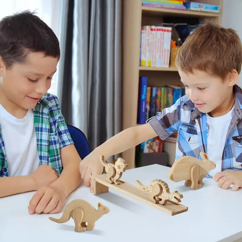 Mechanisches Trägheit wandels pielzeug Holz Tier blocks pielzeug 5 Stück Trägheit gehendes Lern blocks pielzeug für Kinder Mädchen Kinder Jungen