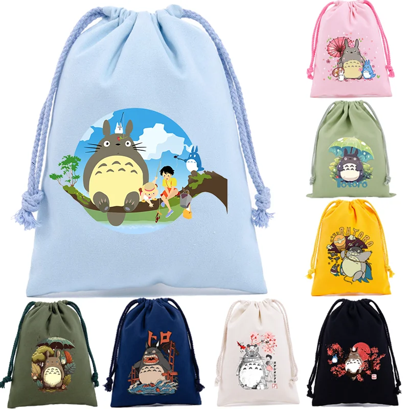 My Neighbor Totoro Drawstring Bag Cartoon Anime Figure Printed Handbags Storage Party Candy Cookie Loot Decoration Pouches Gift