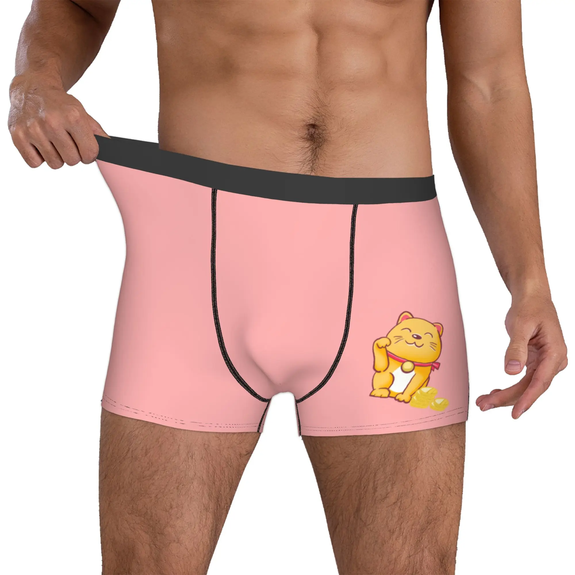 Customized Cool Fortune Cat  Maneki Neko Boxers Shorts Panties Men's Comfortable Japanese Luck Kitten Briefs Underwear