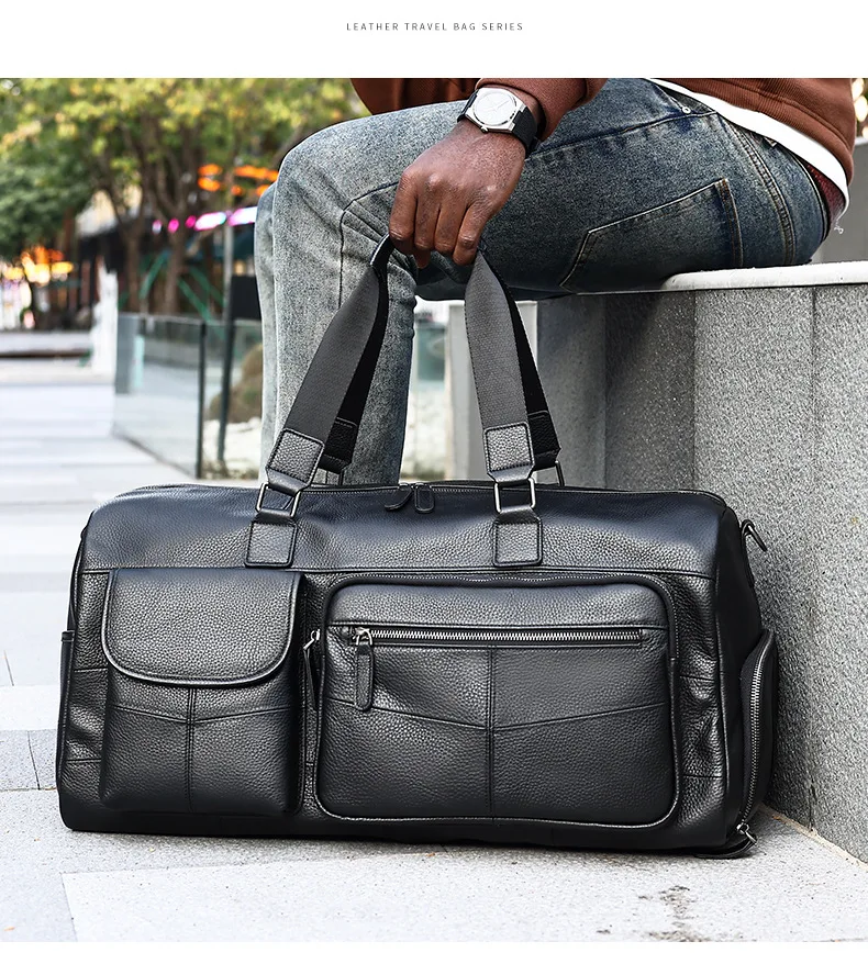 Casual en stijlvolle herenreistas van echt leer voor zakenreizen
