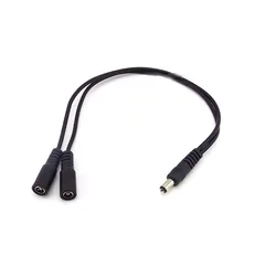 Cable divisor de alimentación para tira de luces LED CCTV, Conector de 1 macho a 2 vías hembra, adaptador de 5,5mm x 2,1mm