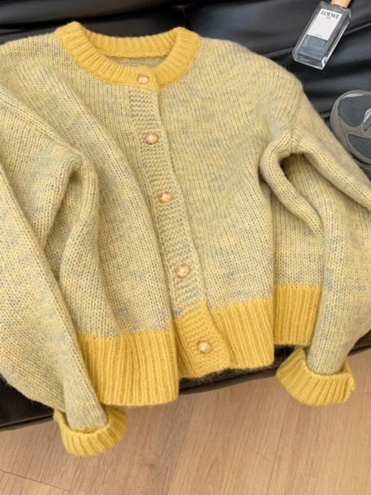 

Желтый вязаный свитер, пальто, женское пальто весна-осень 2025 года, Thi Lazy Sle, маленький размер, вязаный открытый кардиган, топ