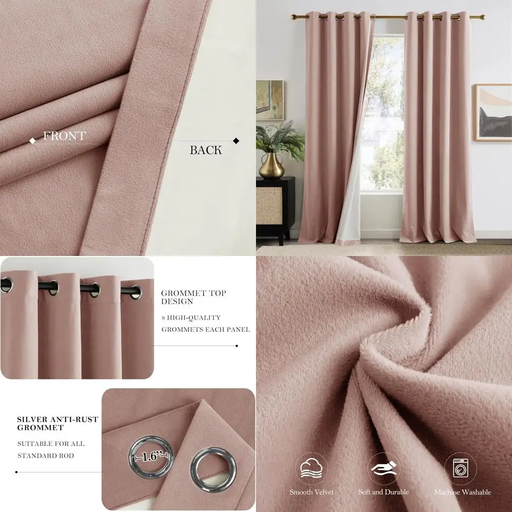 

Термоизолирующие бархатные шторы пыльно-розового цвета, 52x84, 2 панели, современные оконные украшения для детской комнаты