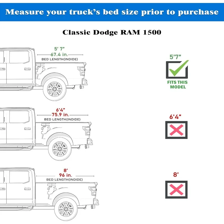 Hard Folding Truck Bed Tonneau Cover|HTF011|Fits 2009-2025 Dodge Ram 1500 5' 7