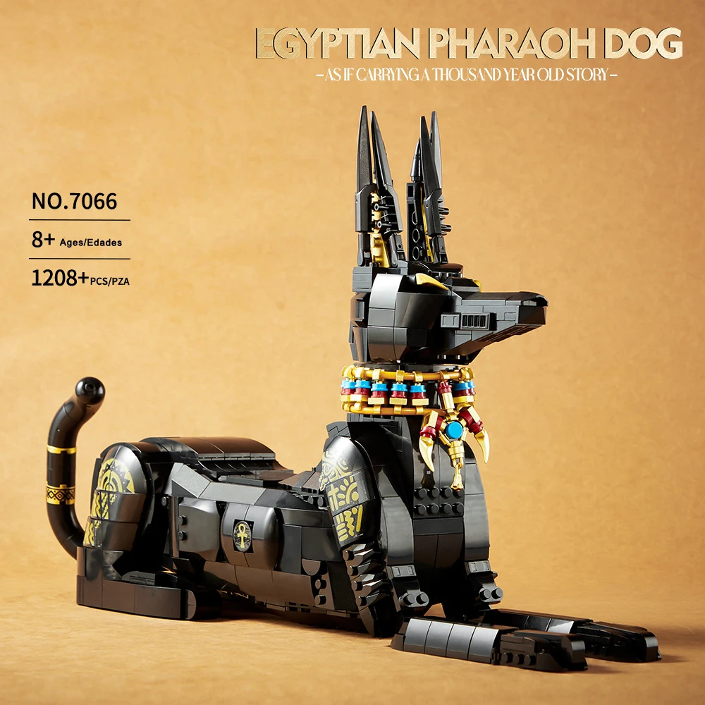 Creative Historical Architecture Ibizan Hound Model Ancient Egypt Pharaoh Dog Building Block Assemble Toys Collection For Gifts