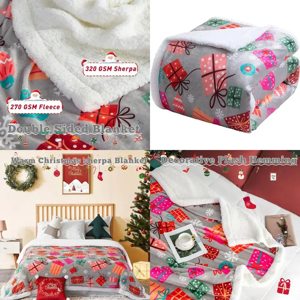 

Уютное флисовое одеяло королевского размера — супермягкий плюшевый бархатный плед на Рождество, двусторонний роскошный чехол для дивана из микрофибры