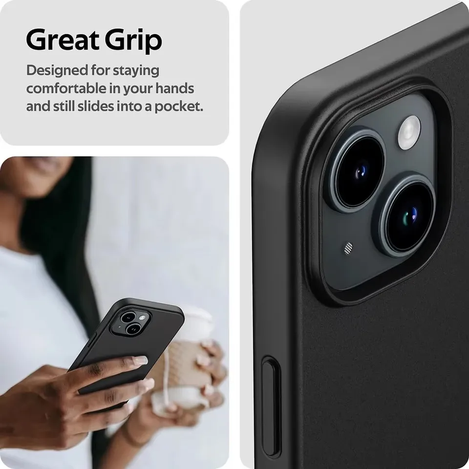 Funda de silicona suave mate de lujo para iPhone 16 15 14 Plus 13 12 Mini 11 Pro XS Max X XR SE 2 3 7 8 Plus, cubierta trasera negra sólida 6