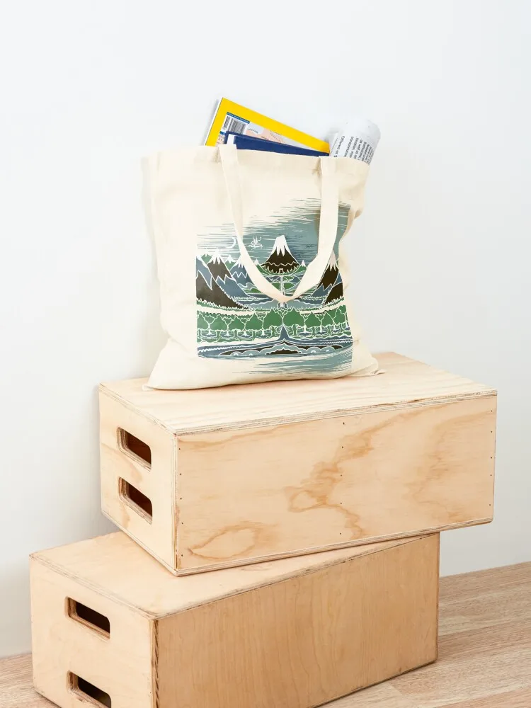 A Halflings journey on a mountain path through an elven wood in the style of J.R.R.Tolkien Tote Bag