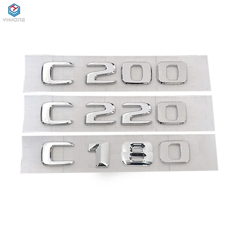 

For Mercedes C-Class C180 C200 C220 3D Car Trunk Emblem Badge Chrome Letters Car Model Refitting Badge Sticker Emblems