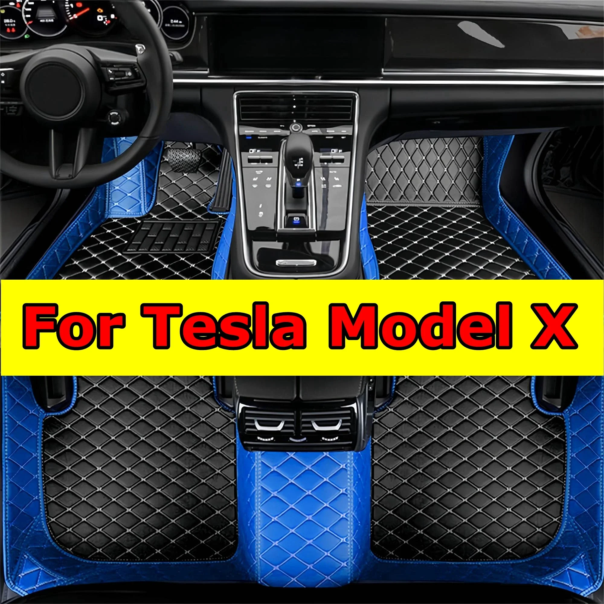 

Thickening Car Floor Mats for Tesla Model X 2018 2019 2020 5seat Waterproof Coverage Auto Carpet Luxury Floor Liners Leather Ac