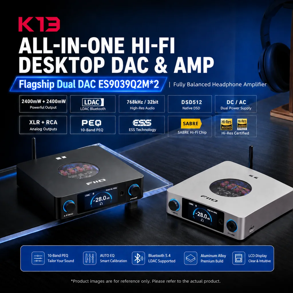 Headphone Amplifier Dac - FiiO K13 ES9039Q2M Version Desktop DSD