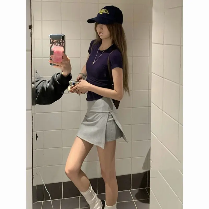 Verano Split 2025 Yoga culopants Sexy nuevo antideslumbrante adelgazante falda deportiva Midbody Culopants mini faldas S-XL negro blanco