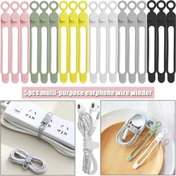 4PCS Silicone Zip Ties Reusable Winder Cable Ties Straps Wire Management Adjustable Cord Organizer for Charging Cords Earphone