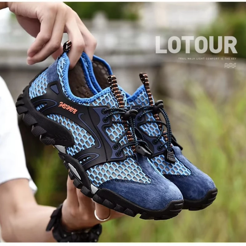 Mens Quick Dry Water Shoes Breathable Mesh Aqua Sneakers Non Slip Rubber Sole Outdoor Beach Hiking Wading Camping Climbing Shoes