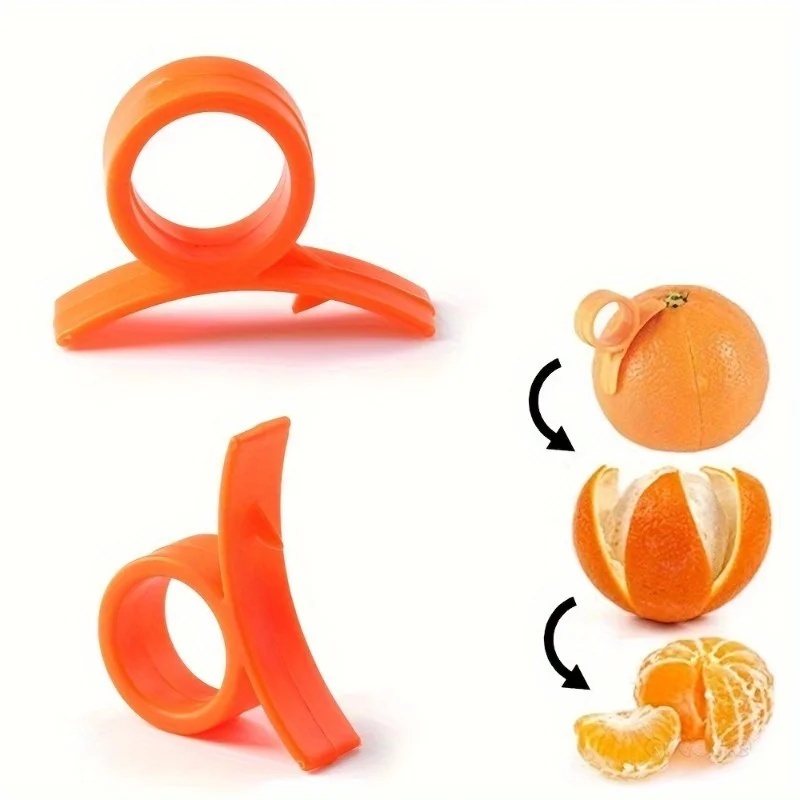 Ergonomic Orange Peeler Set - Easy-to-Use Plastic Lemon Squeezer with Ring Handle, Compact Vegetable Fruit Cutter