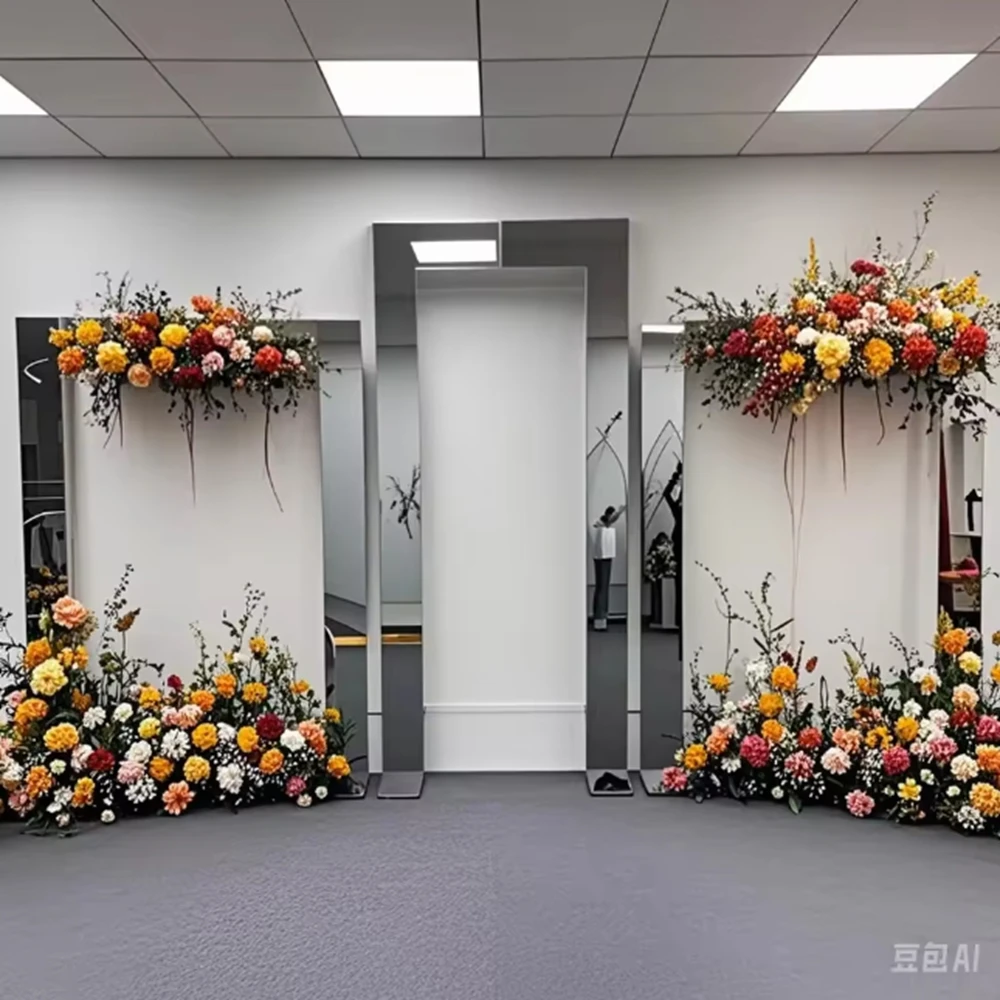 

1pcs/3pcs) Silver Metal Wedding Canopy Chuppah Stage Background Aluminum Alloy Frame Stand Decoration Wedding Props