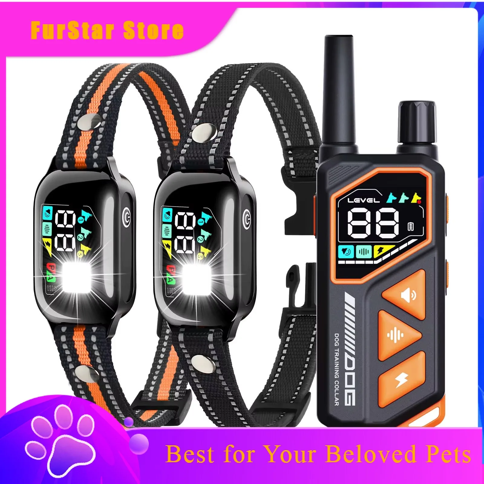 FurStar3300ft Dog Training Collar With Automatic Mode, New AI Electric Collar For Dog Training,IPX7 Waterproof Dog Anti Bark Col