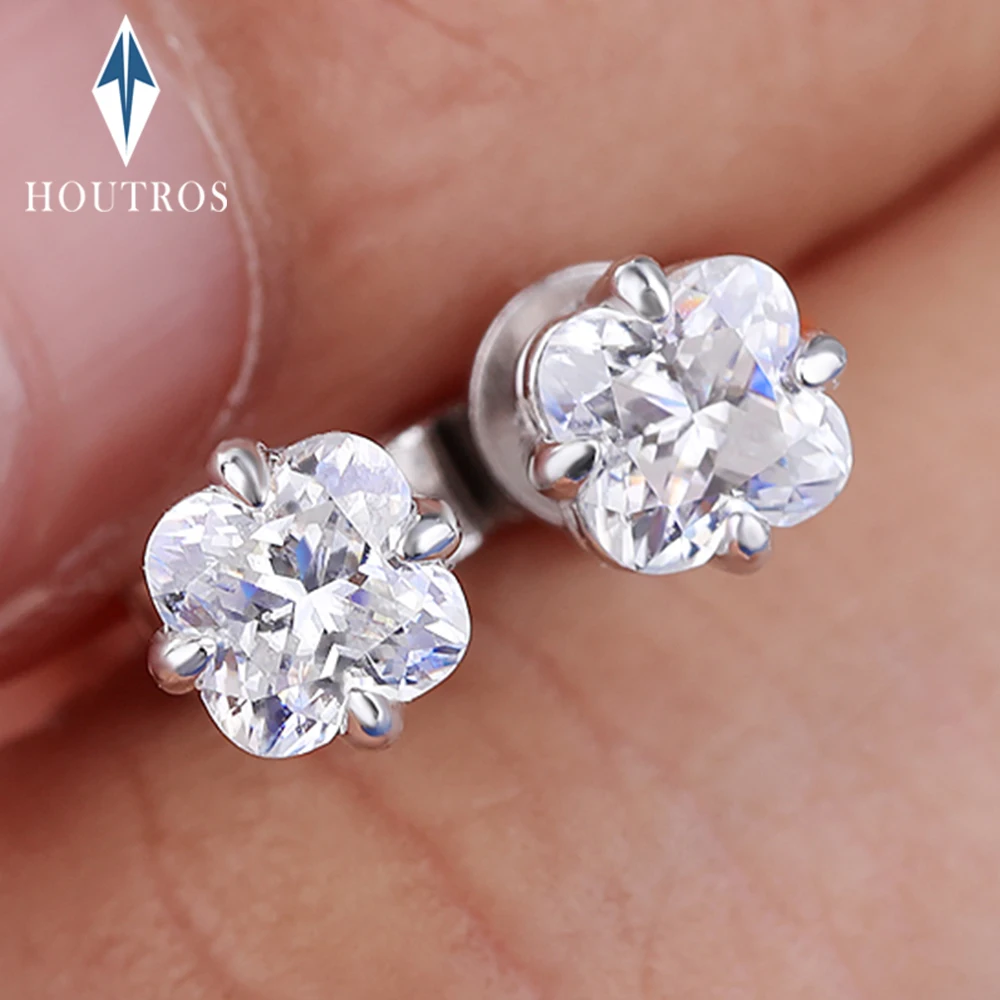 

Серьги-гвоздики с муассанитом в форме четырехлистного клевера 4x4 мм, сертифицированные GRA, из стерлингового серебра 925 пробы, солитер с имитацией бриллианта, для женщин, ювелирные изделия