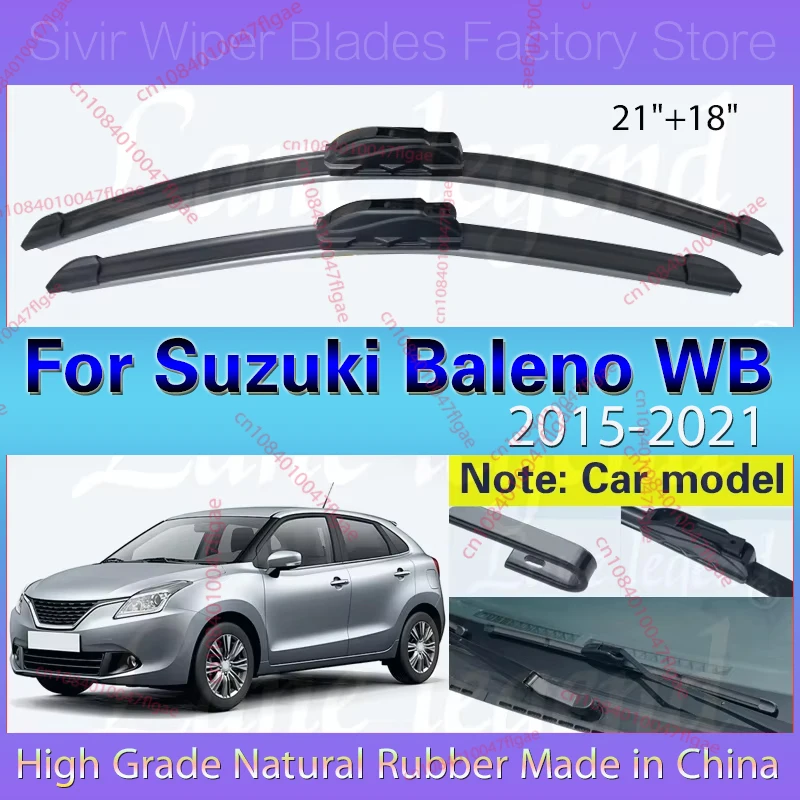 

For Suzuki Baleno WB 2015 2016 2017 2018 2019 2020 2021 Wiper Front Wiper Blades Soft Rubber Windscreen Window Brushes 21"+18"