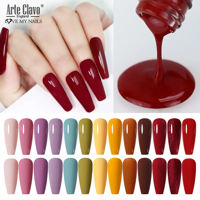 ArteClavo Smalto per unghie gel color rosso ciliegia Smalti gel semipermanenti per Natale Nail Art Design Bottiglia di vetro Top Colorcard