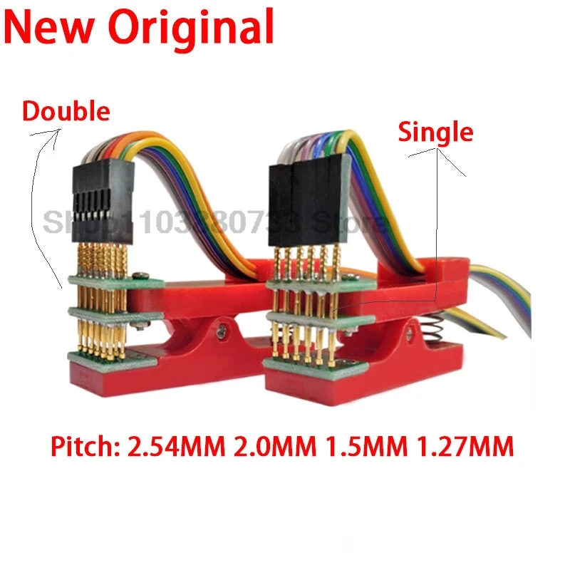 1PCS Test stand PCB clip Single/double 2.54 2.0 1.5 1.27mm spacing Clamp Fixture pogo pin Download Program Burn with Box DuPont