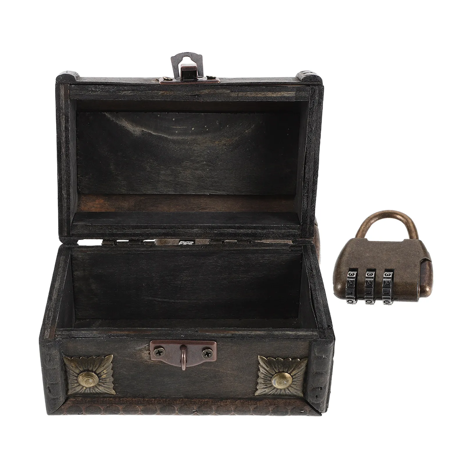 

Small Vintage Locked Box Brown Escape Room Lockable Storage Organizer Decorative Treasure Chest Jewelry Box Combination Lock
