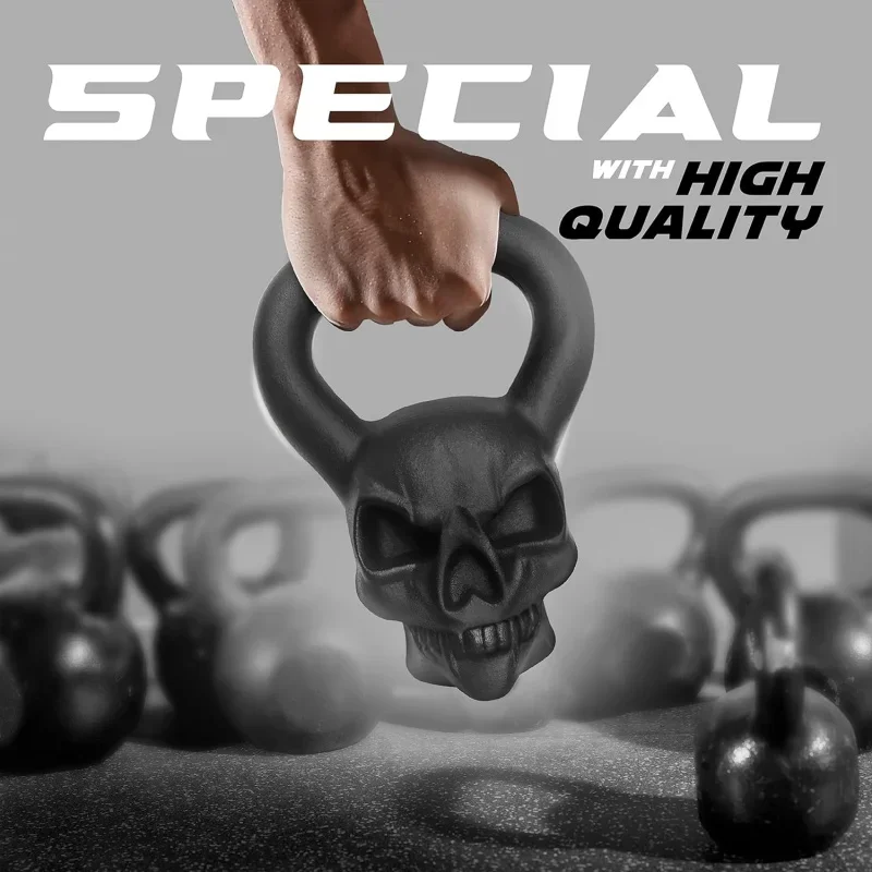 Yes4all skull kettlebells 25, 35 lbs-cast iron kettle bell with Anti Slip powder coated handle-strength training kettlebells