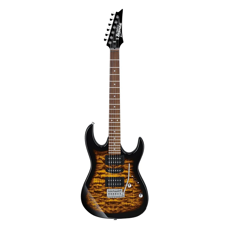 Ibanez GRX 6 String Solid-Body Electric Guitar, Left, Transparent Blue Burst, Full (GRX70QALTBB)Four colors available