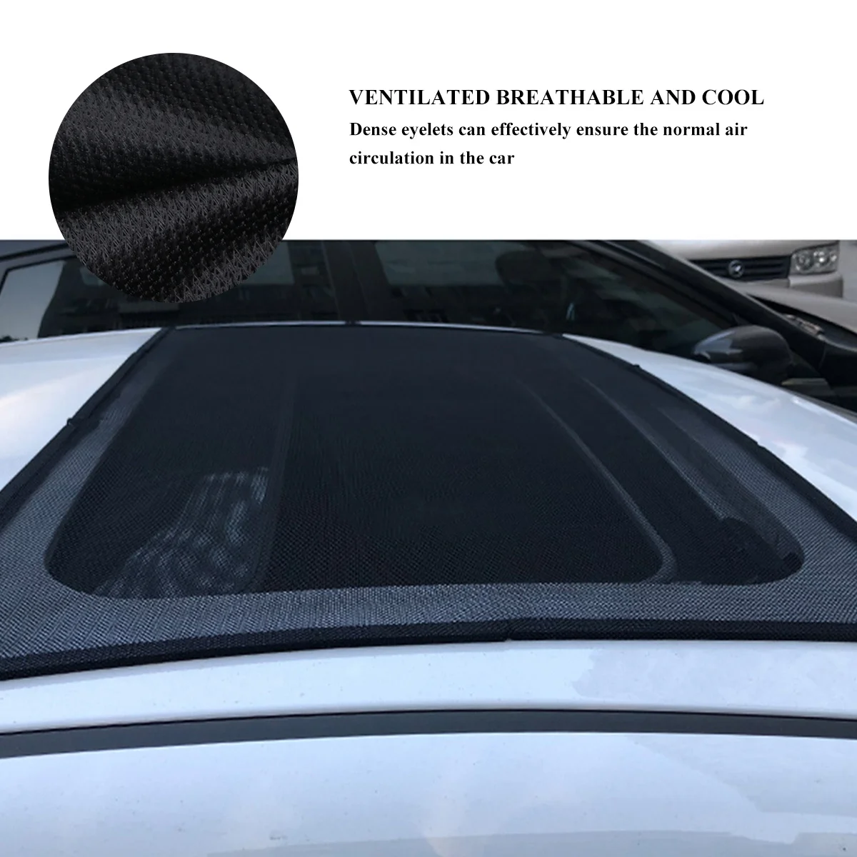 

1pc Car Sunroof Curtain Magnetic Net Portable Breathable Shade Screen Uv Dustproof Ventilation Suv Auto Window Anti-Mosquito