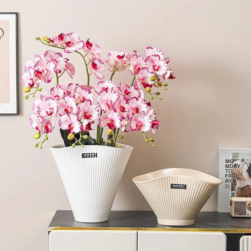 

European style white ceramic vase, home living room dining room, large caliber vase decoration ornament