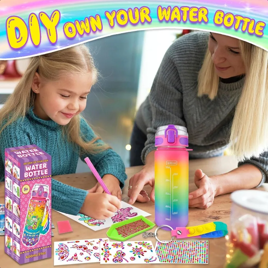 Decorar sus propios kits de botellas de agua para niñas de 46810 años, pintura artesanal, artes y manualidades divertidas, regalos, juguetes para niñas, cumpleaños, Chris