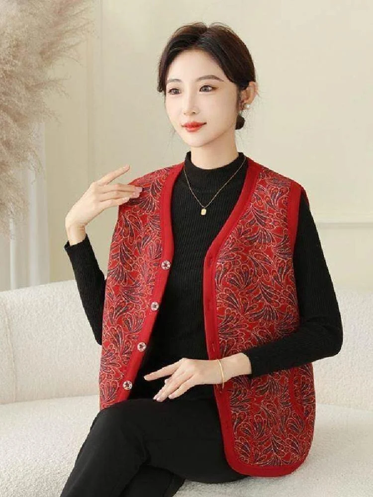 thiened-fce-vest-spring-autumn-sle-for-middle-aged-and-ly-outerwear-innerwear-tee-layer-two-piece-set