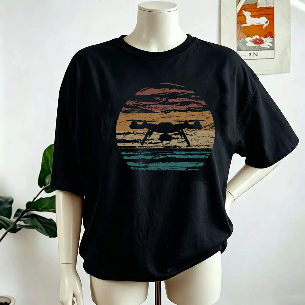 Drone Mini Drone Drones Qaudrocopter Gift Idea Flight Drone T-Shirt Men Y2K Harajuku Loose O Neck Tops Streetwear Clothes