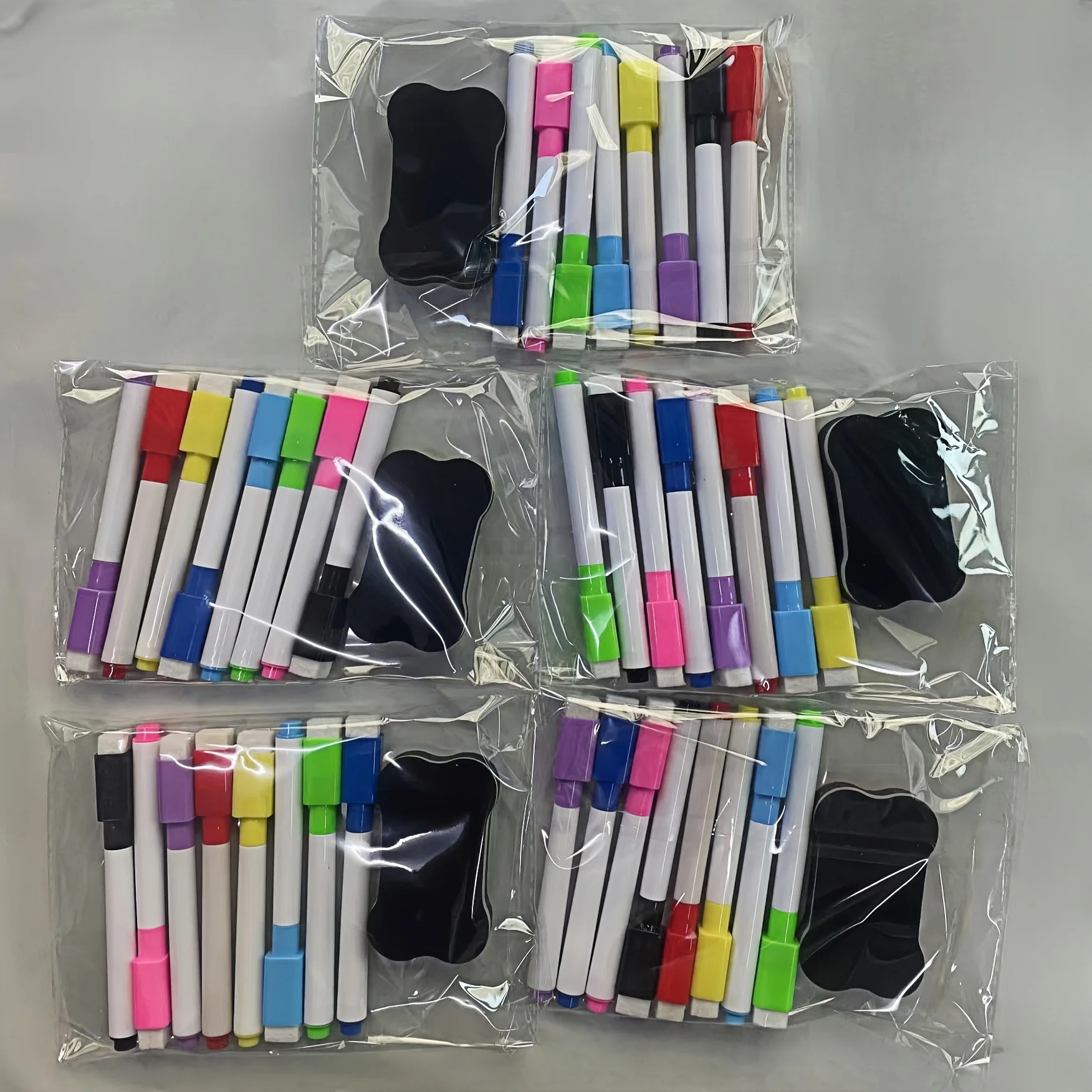 Multicolor Dry Erase Whiteboard Markers 9 Pack, White Board Pens with Built-in Cap Eraser + Extra Board Eraser,for School