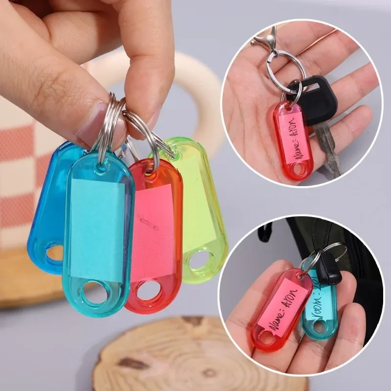 5/100Pcs Clear Plastic Key Tag Colorful Hotel Number Classification Card for DIY ID Label Tags Luggage Keychain Number Plate