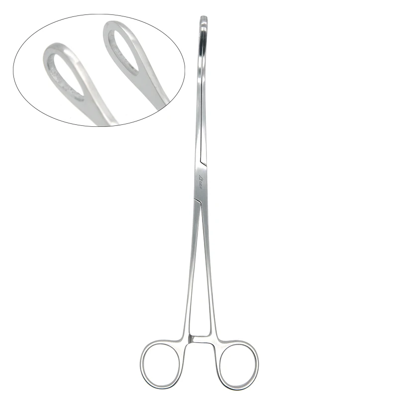 Fórceps para cirurgia geral, Fórceps para segurar fórceps, Curvo, Reto, Serrilhado, Cirurgia Médica, 25cm