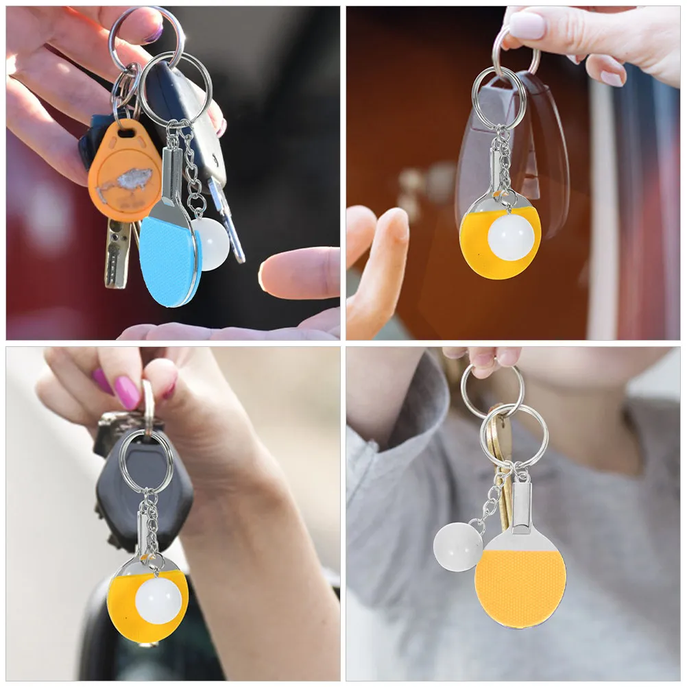 

2 шт. миниатюрных брелоков для ключей в виде ракеток для настольного тенниса, легкие декоративные спортивные брелоки-подвески для рюкзаков