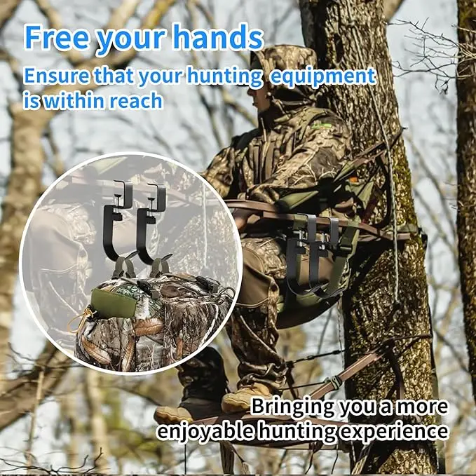شماعات مقعد حامل شجرة الصيد المعدنية، شماعة تروس قابلة للتعديل لسهولة الخطاف على ملحقات حامل الأشجار للصيد #3