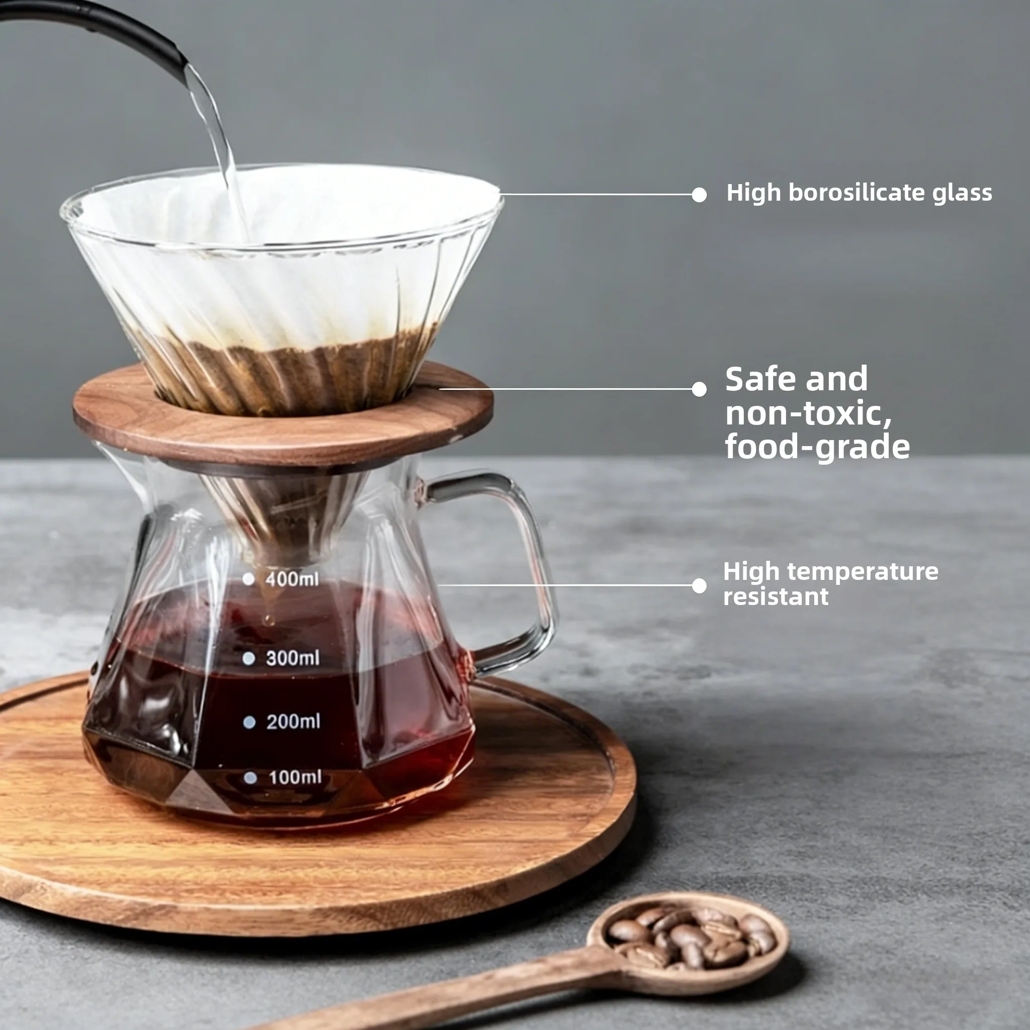 

Набор для заваривания кофе Thiened: термостойкая стеклянная кофеварка-фильтр для домашнего использования, ручное заваривание, дизайн «Облако», с алмазным фильтром