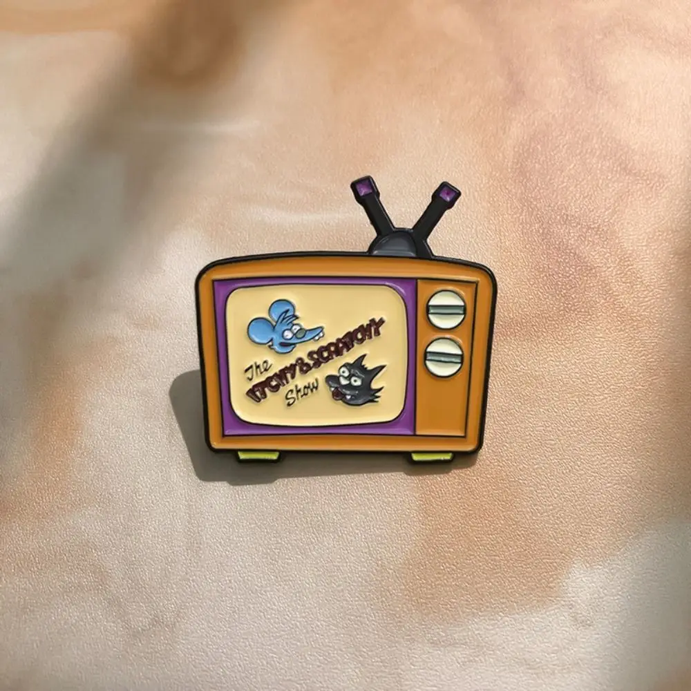 Cartoon Television Enamel Badge Pin Lovely Anime Metal Mouse and Wolf Brooch Clothing Decor Accessories for Children