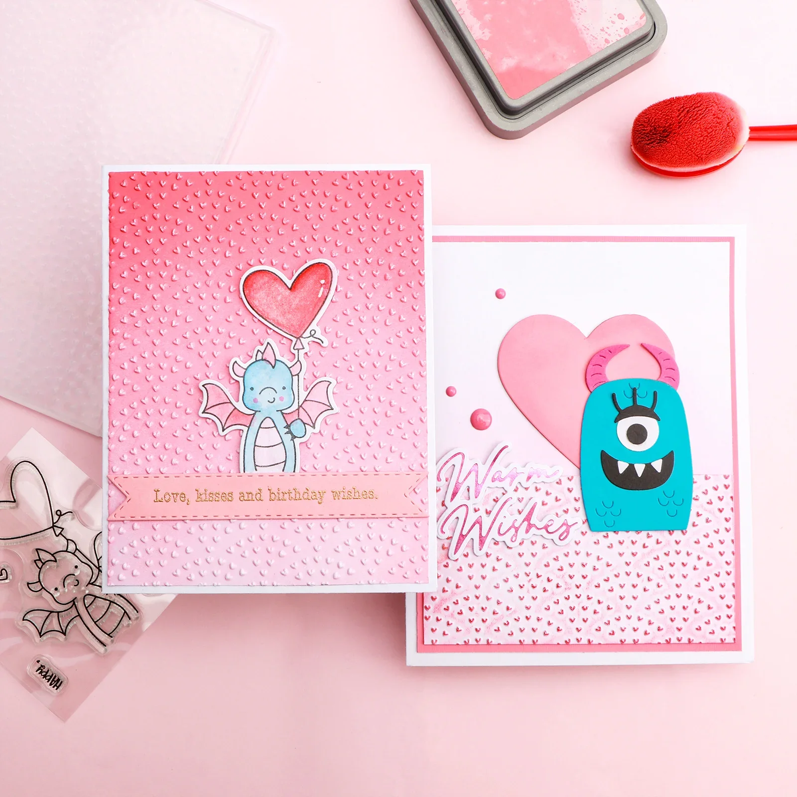Tiny Heart Scallop 3D Embossing Folder and Matching Die for Adding Textured Detail To Paper Crafting Wedding Card Making art