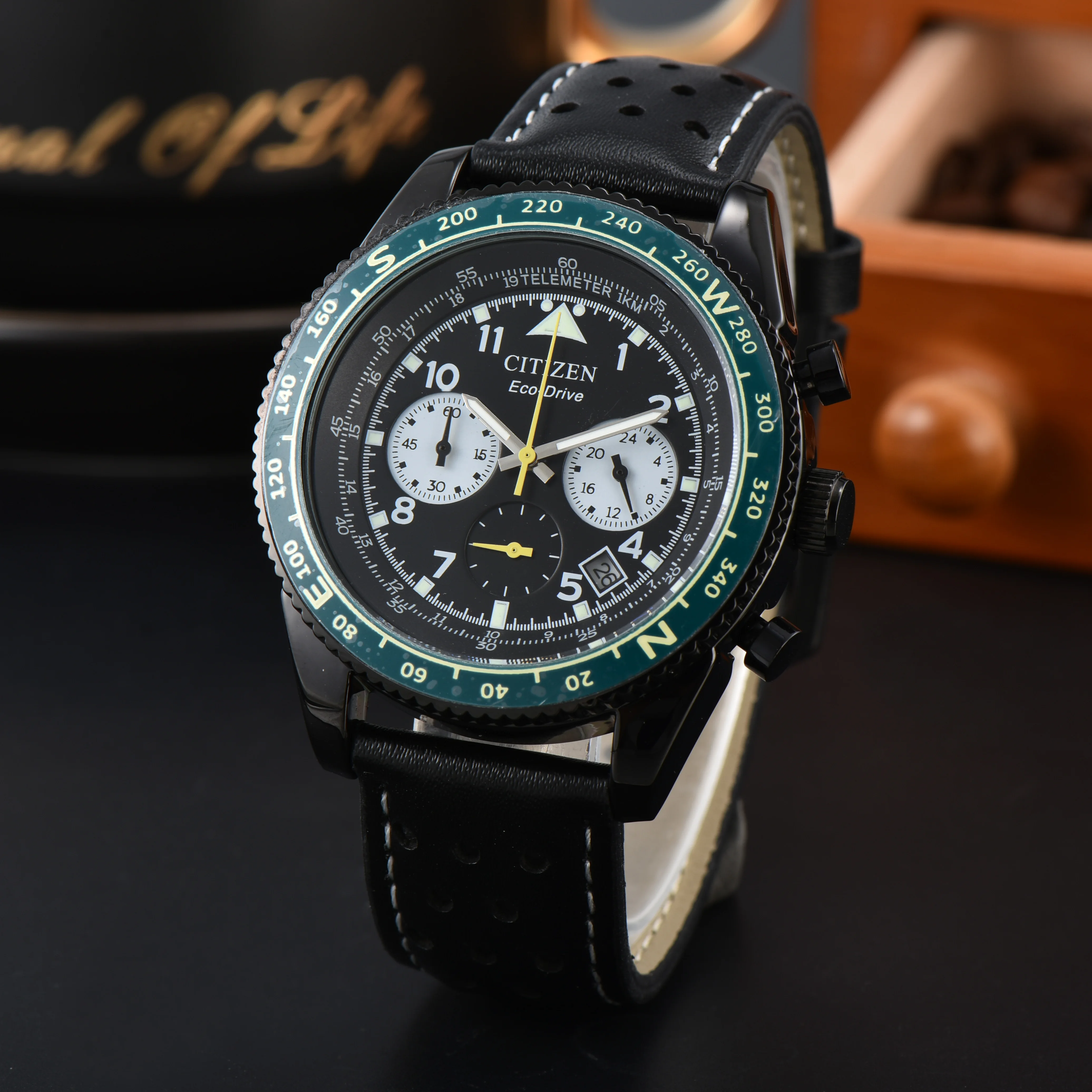 ساعة يد كوارتز من سلسلة Eco للرجال ، ساعة غوص رياضية ، حزام ، ضوء ليلي ، قرص أسود ، مجوهرات