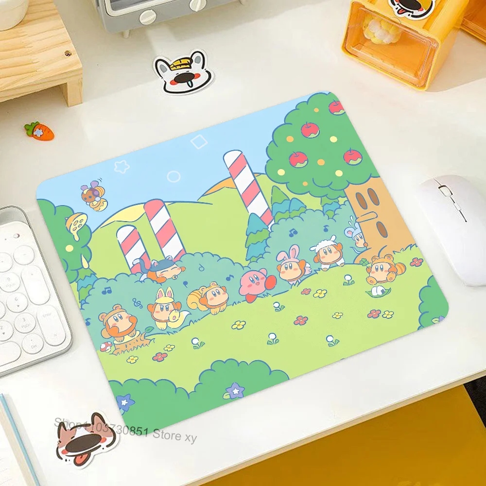 Cartoon Cute K-Kirbies Mousepad RGB Small Size Gaming Mouse Pad With LED Light Desk Mat Super Smooth Non-slip Rubber Bottom