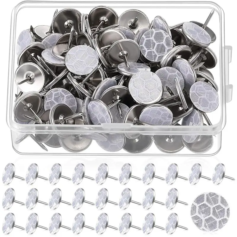 100Pcs Reflective Tacks Trail Marking Tacks Reflective Trail Tacks Glow Tacks Reflective Trail For Hiking Camping-Y41A