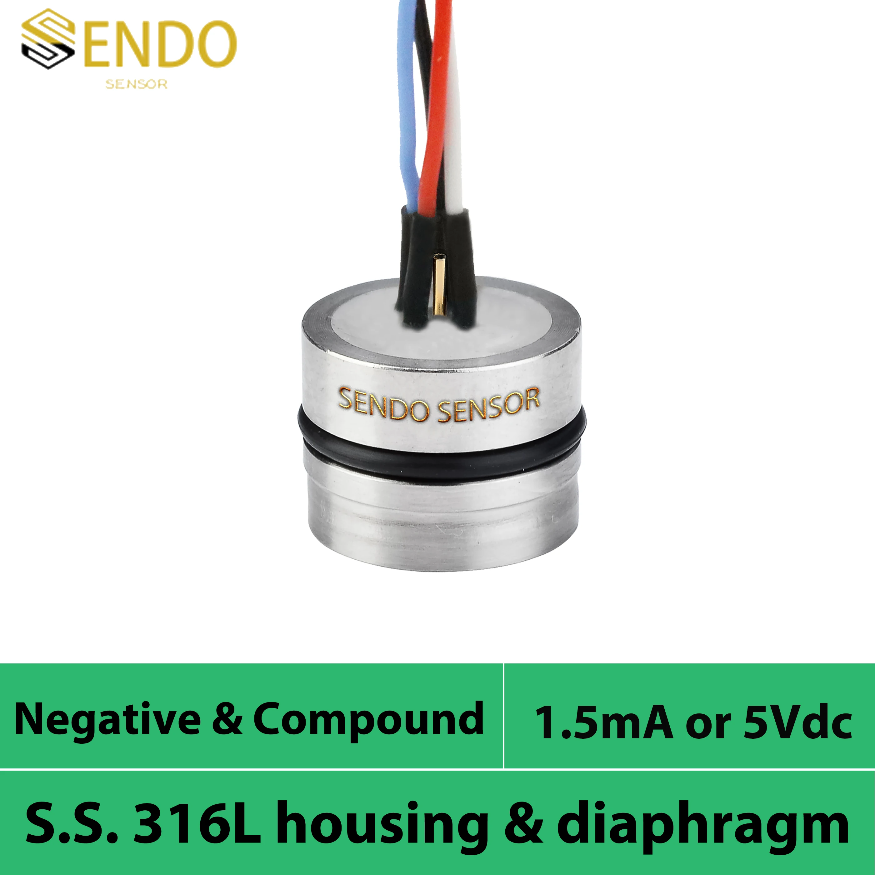 

Pressure transducer 1.5mA or 5V DC supply mV output negative pressure -100mbar to 0 -1 to 9 bar -350 mbar to 0 bar 19mm diameter