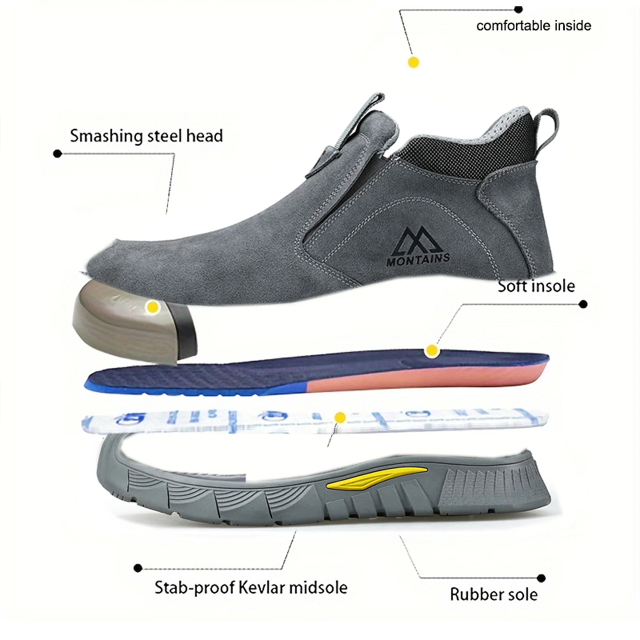 Welding Work Boots for Men Indestructible Steel Toe Slip Resistant Boots Welder Working Shoes Safety Construction Working Shoes